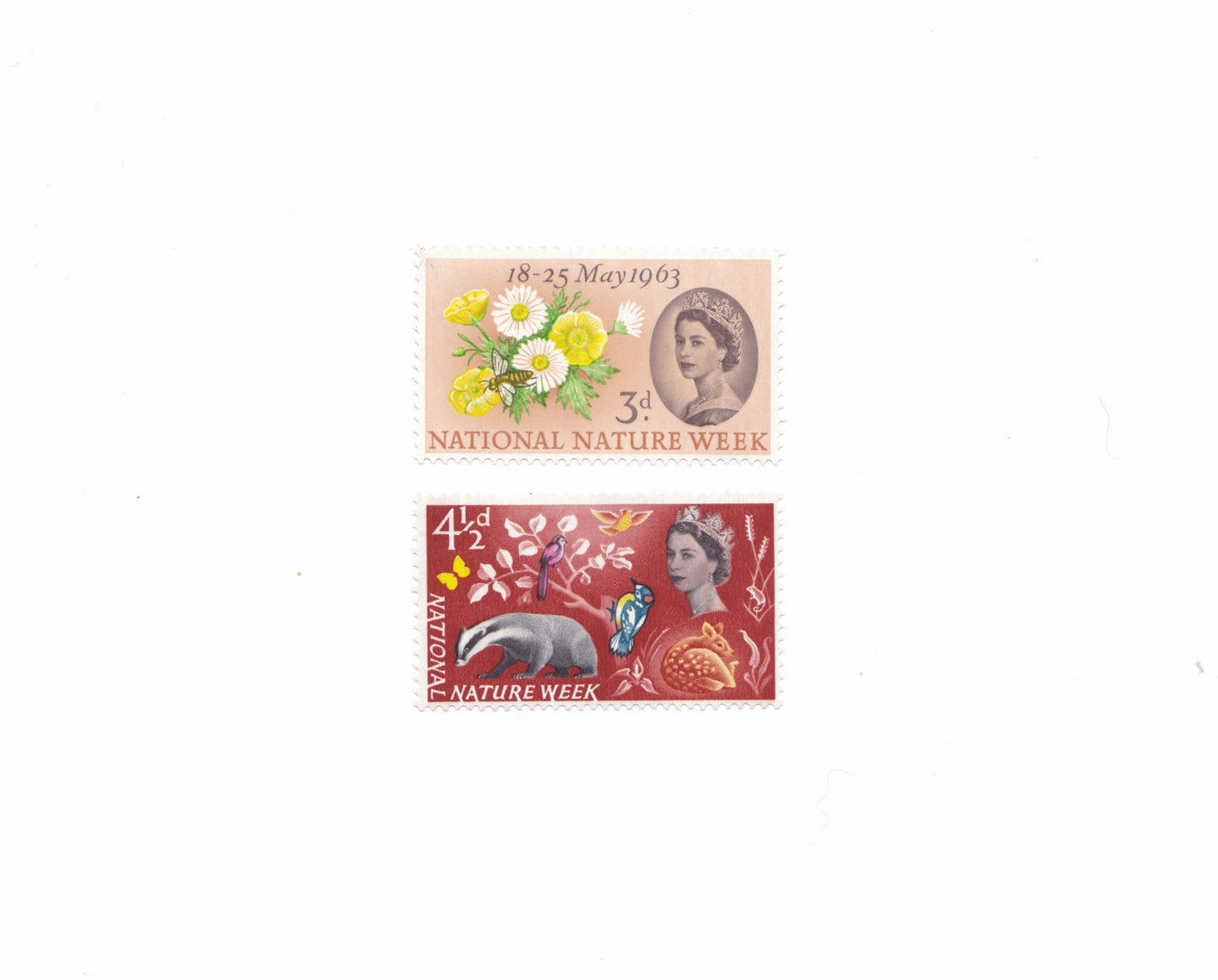 1963 GB: National Nature Week Postage Stamps | Mounted Mint w/ Phosphor | Wildlife & Animals