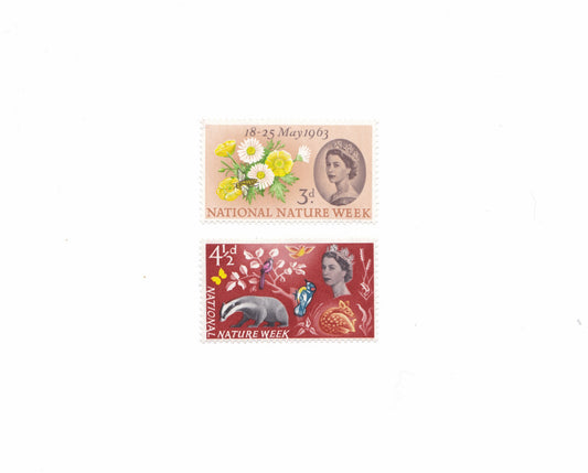 1963 GB: National Nature Week Postage Stamps | Mounted Mint w/ Phosphor | Wildlife & Animals