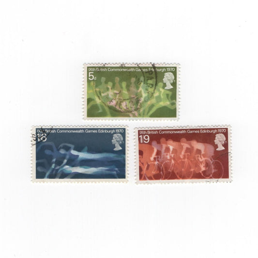 blurring images of sports on postage stamps on a white background