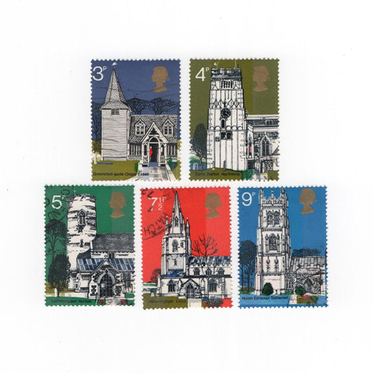 1972 GB: Village Churches Postage Stamp Set | Fine Used | Architecture & Design