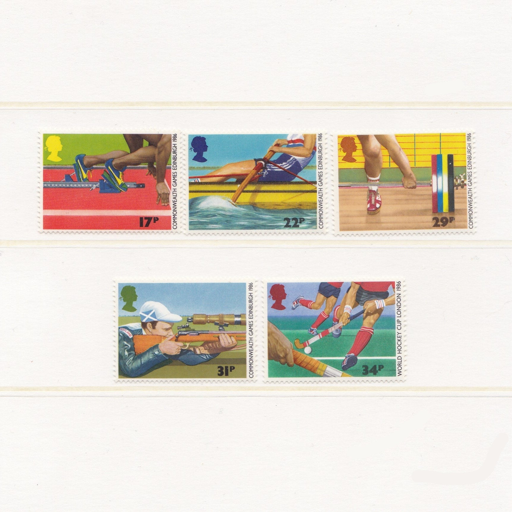 colourful illustrations of sports on postage stamps