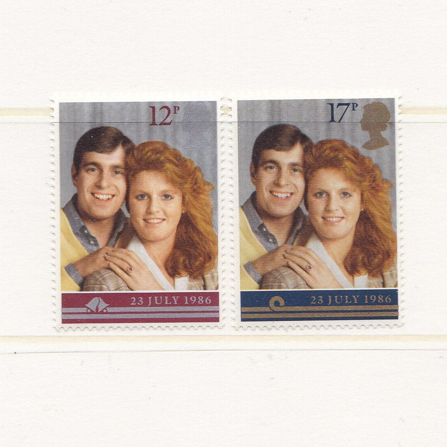 Two vintage stamps featuring a couple on a white background