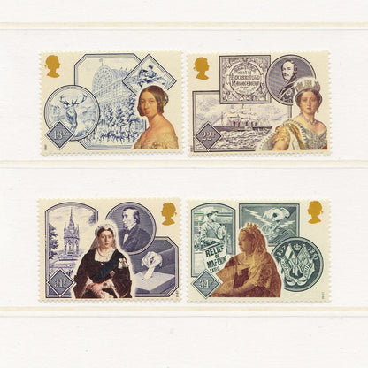 Collection of vintage stamps featuring portraits and scenic designs on a white background