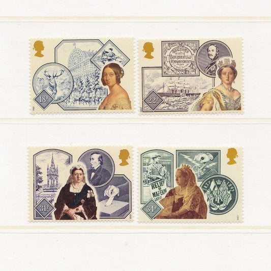 Collection of vintage stamps featuring portraits and scenic designs on a white background
