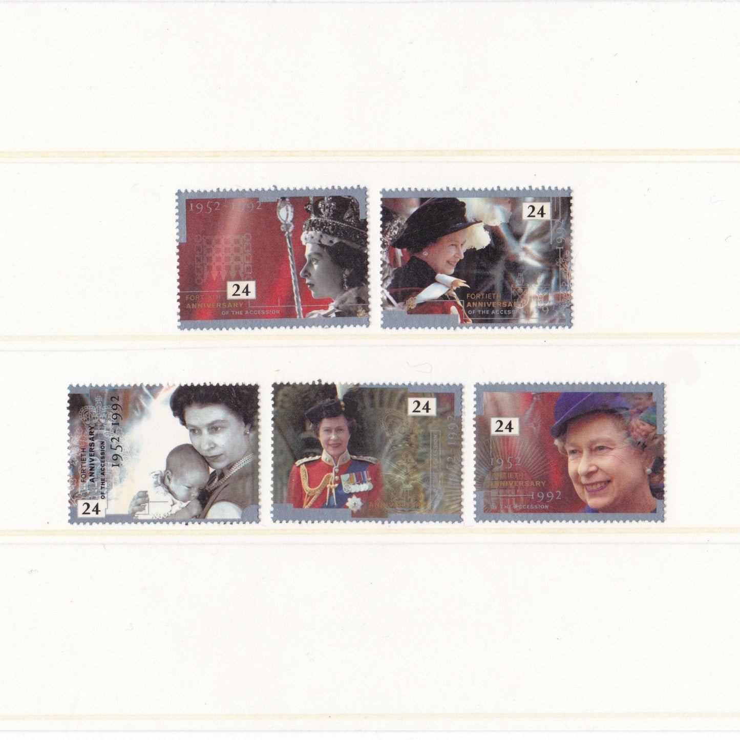 Set of stamps featuring images of queen Elizabeth ii